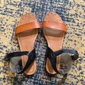 Mossimo Supply Co. Two-Tone Studded Flat Sandals in Tan and Black